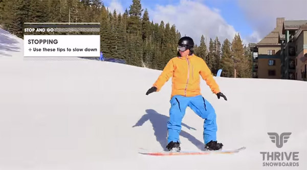 Stopping a snowboard